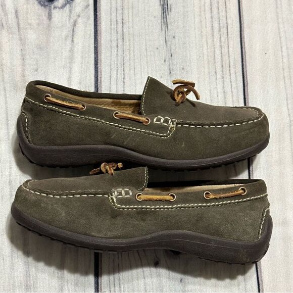 Lands End Women Sz 6 Flats Loafers Brown Suede Leather Bow Slip On Driving Shoes - Picture 10 of 10